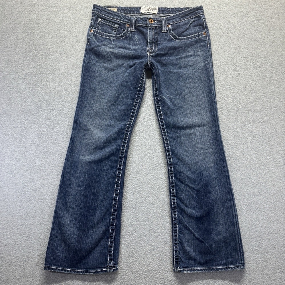 Big Star Jeans Womens 31 Short Blue Casey Slim Bootcut Low Rise Distressed Denim